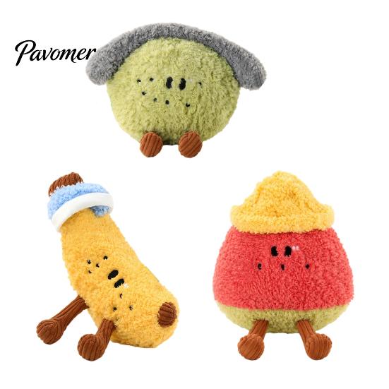 Plush Toys for Pets To Bite Fruit Dog Toy with Bell, Squeaky Interactive Chew Toy, Safe Small Dogs Soft Stuffed Medium Biting Shaking Boredom