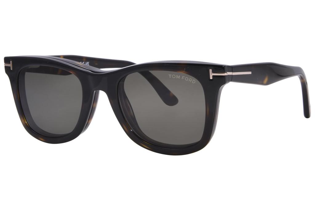 Tom Ford 50mm Sunglasses with Blue Light Filtering Lenses for Men and Made in Italy Dark TF5970-B Clip-on Women, (052 Havana)