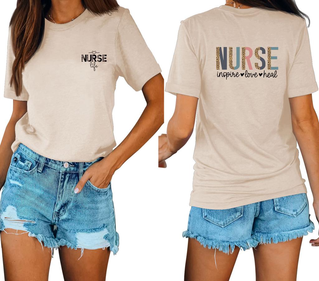 Casual fashion front and rear printing loose round neck short sleeves