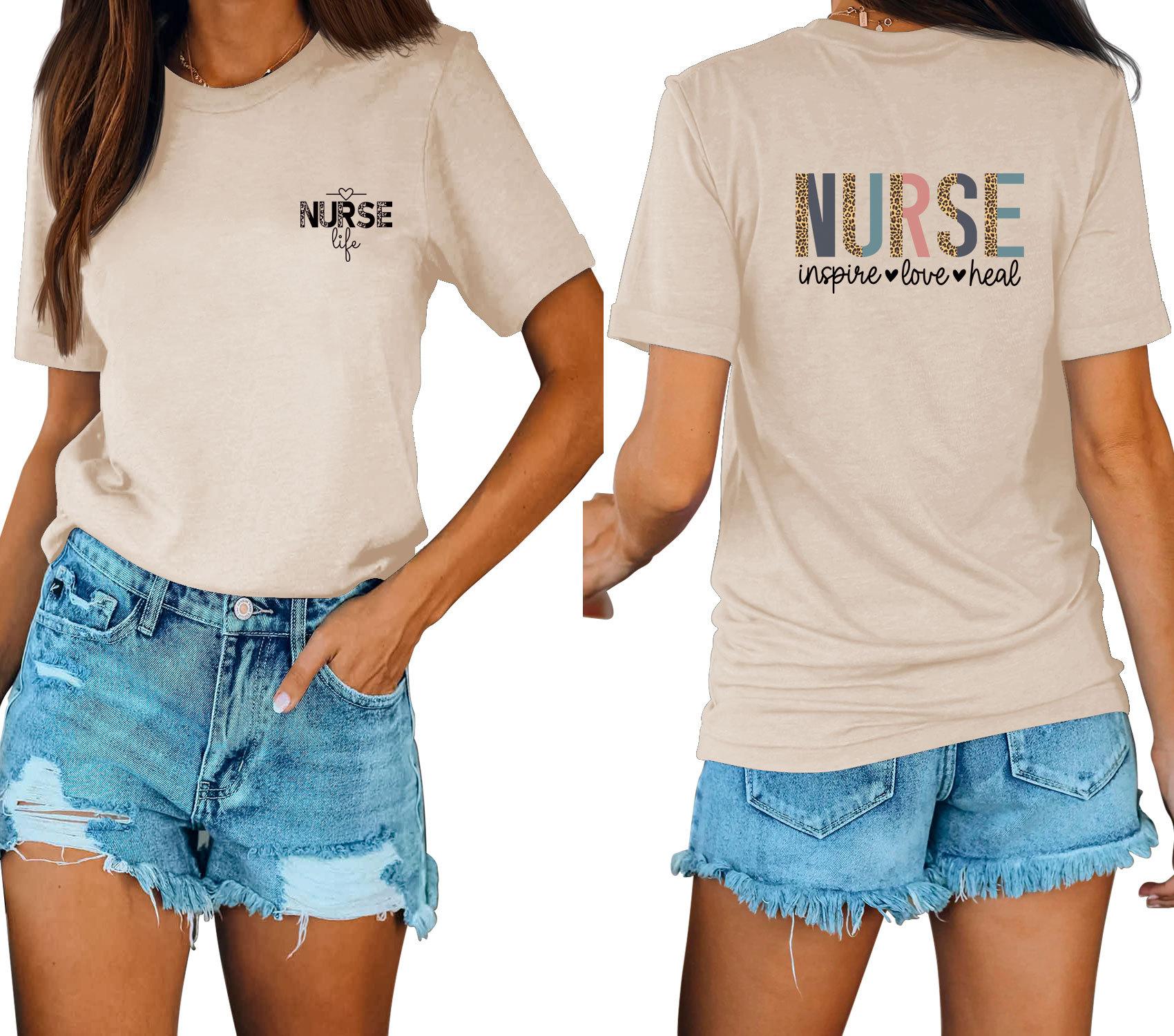 

Casual fashion front and rear printing loose round neck short sleeves S