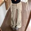 Style American Bootcut Pants Female Clothing Retro Autumn Winter High Waist Button Hotsweet Stylish Multi-Pocket Trousers