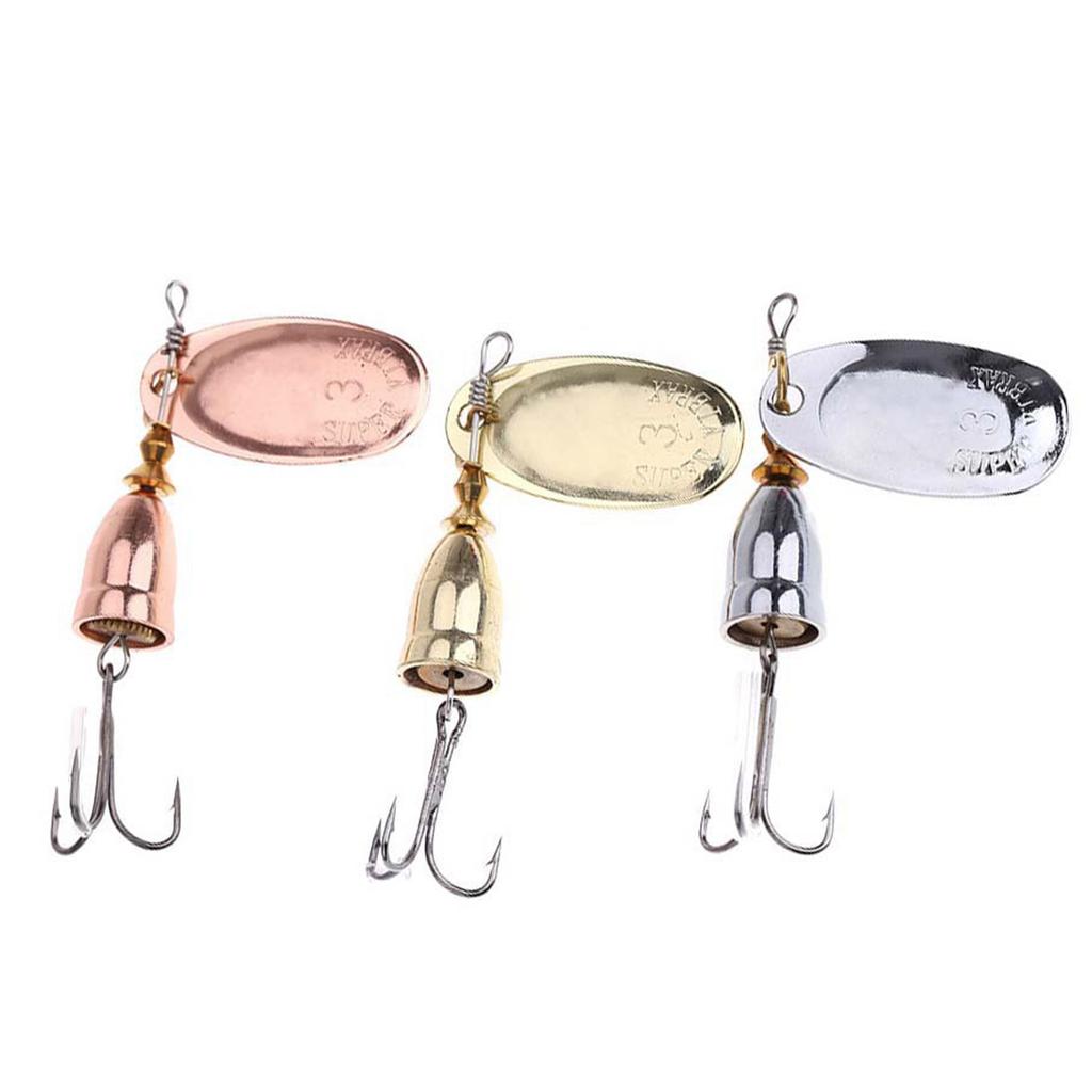 Spinner Fishing Lures with Triple Hooks Metal Lures Hard Metal Spinner Baits Fishing Accessories for Freshwater