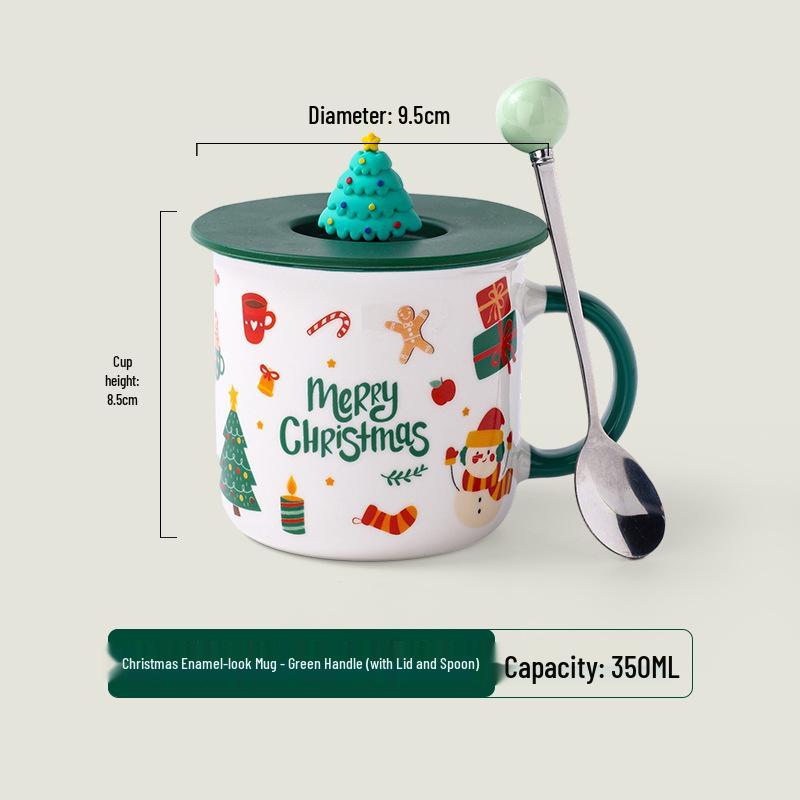 Personalized Christmas Ceramic Mug with Lid and Spoon - Creative Cartoon Design, Perfect for Halloween Gifts