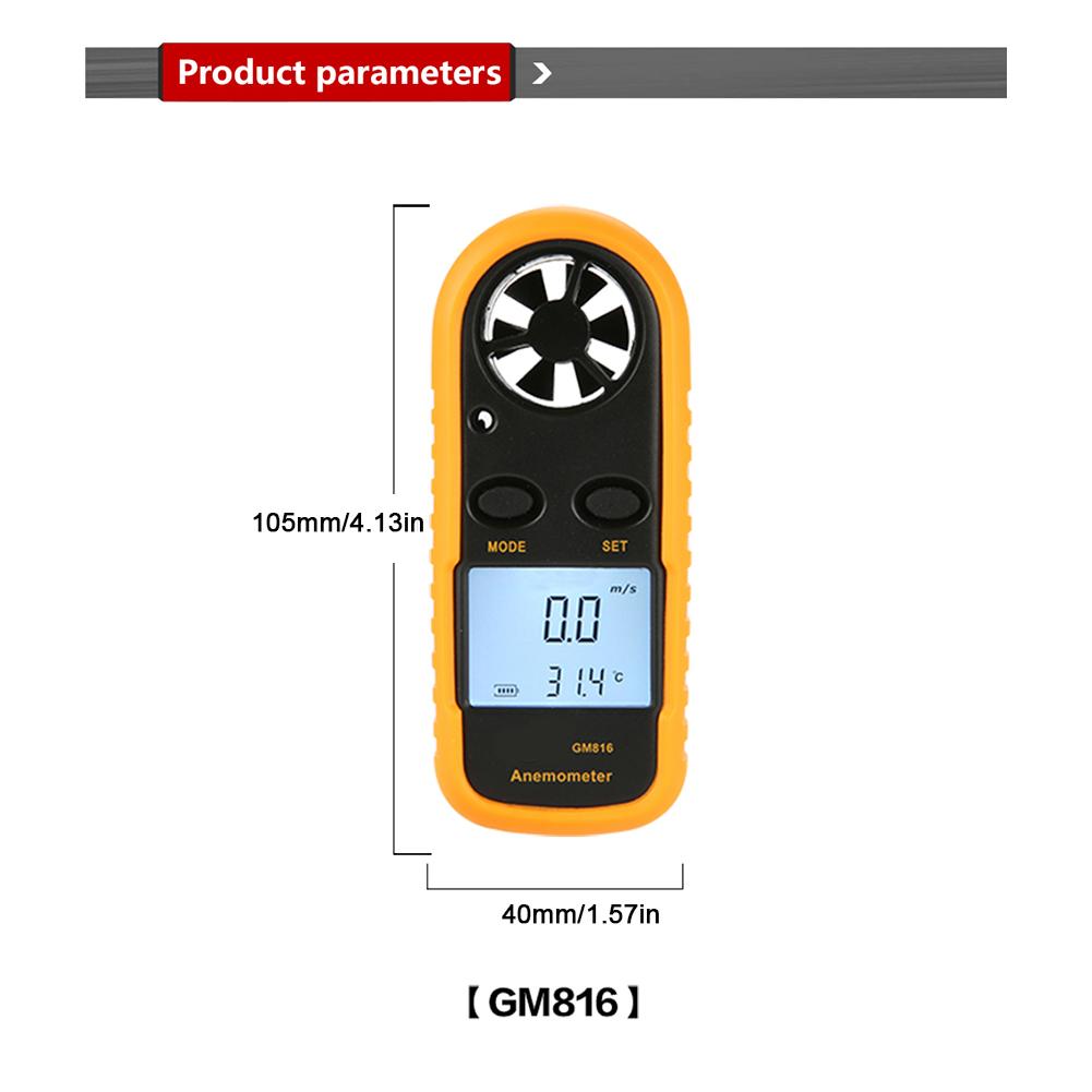 Digital Anemometer 0-30m/s Wind Speed Meter -10 ~ 45C Temperature Tester Anemometro with LCD Backlight Display