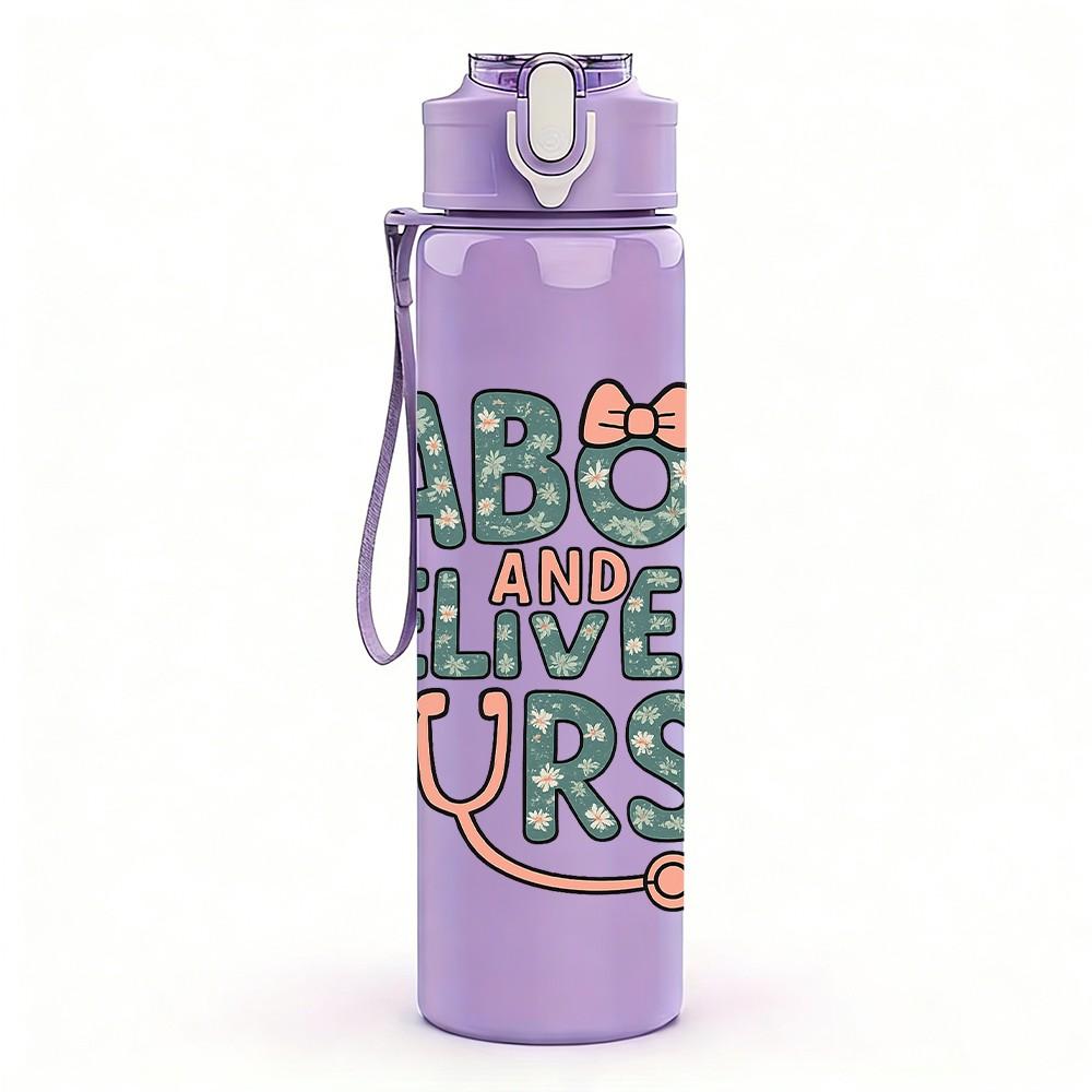 1PC Labor Delivery Nurse Text 750ml Color Plastic Sports Water Bottle Leakproof Flip Straw Lid Suitable for Sports Office Home Use