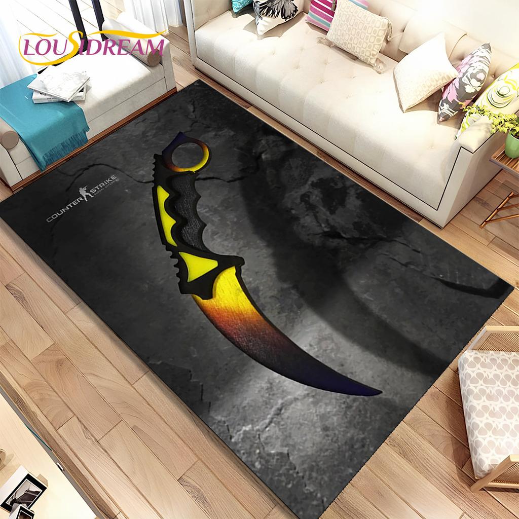 CS,knife,Swiss Knife Sword Games Area Rug,Carpet Rug for Home Living Room Children Bedroom Sofa Doormat Decor,Non-slip Floor Mat