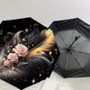 1pc Elegant Feathers and Roses Composition Umbrella with Plastic Handle,Suitable for All Seasons Home Travel Outdoor UmbrellaDD392