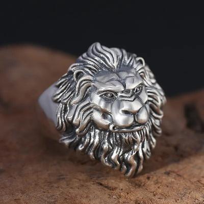 Retro Aslan Otoriter Yüzük Prairie King erkek Alaşım Yüzük Abartılı Yüzük Takı Hediye Ayarlanabilir Açılış