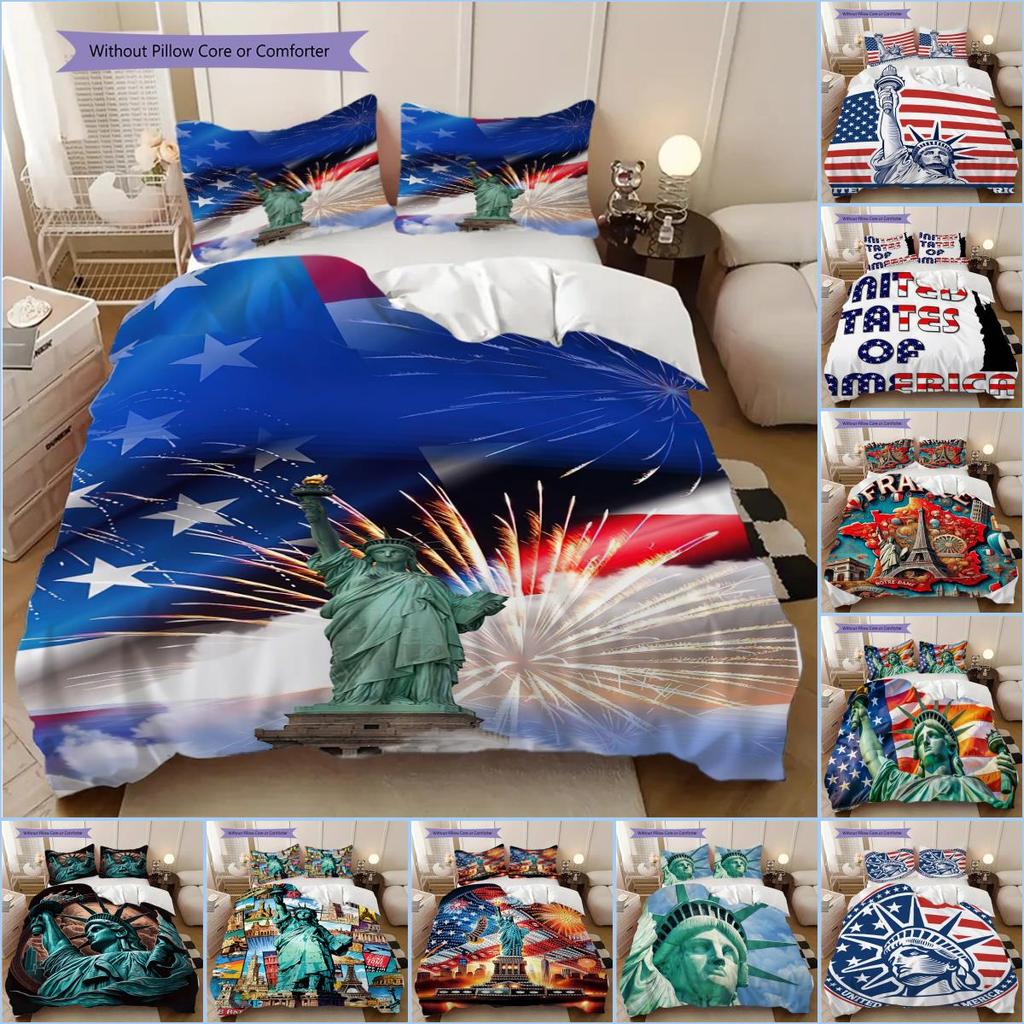 Statue of Liberty, USA Bedding, Duvet Cover, Pillowcase, Home Decoration, Birthday Gift (1 * Duvet Cover+2 * Pillowcase, Coreless)