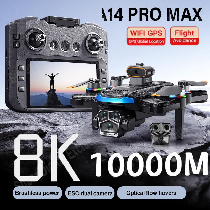Drone A14 Pro Max Upgrade Aereo 8K HD Doppia Fotocamera 5G WIFI GPS Motore Brushless Flusso Ottico Evitamento Ostacoli Drone RC 10000M
