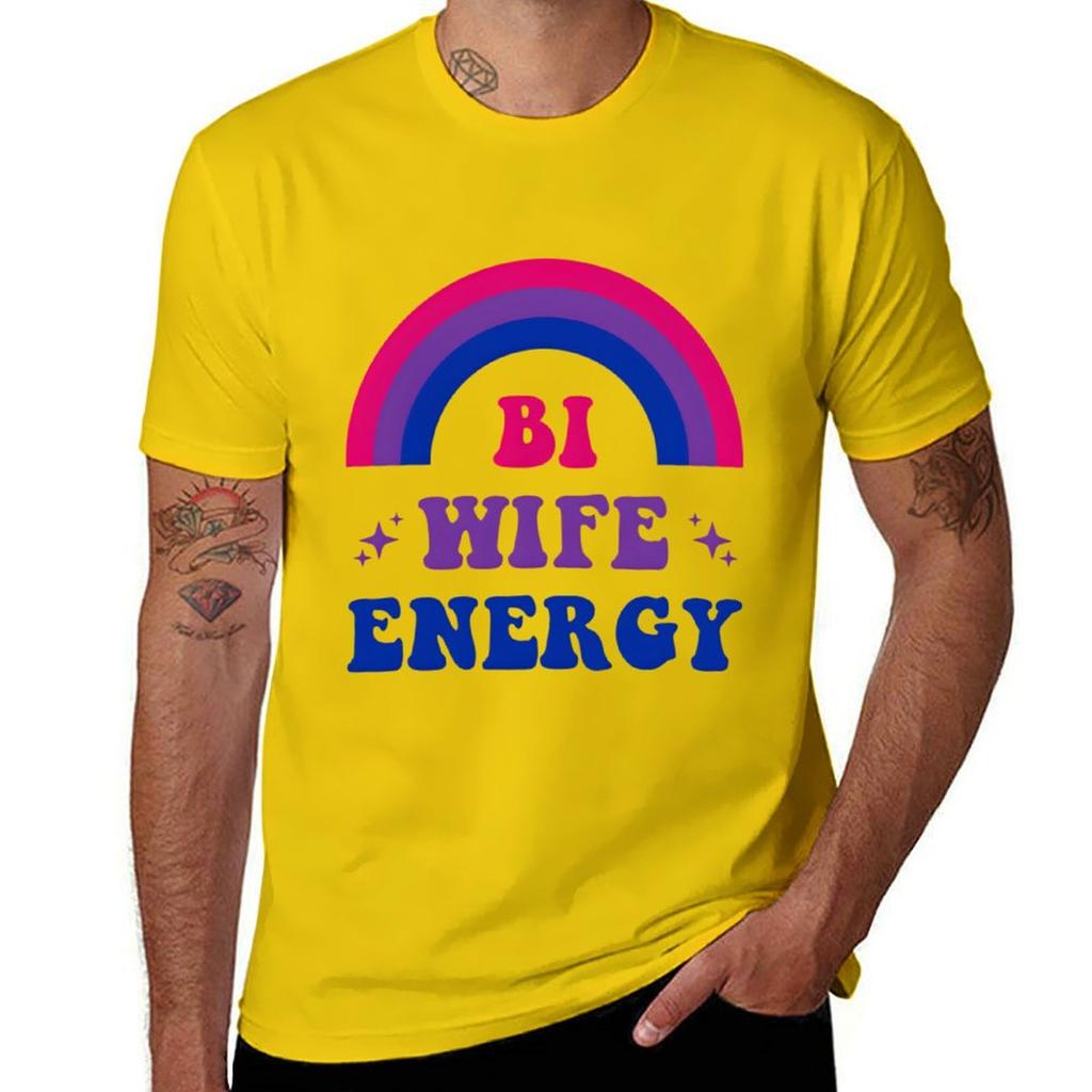 Bi Wife Energy Duma Biseksualna Flaga Biseksualna Wsparcie LGBTQ T-shirt grafika moda koreańska męskie białe t-shirty