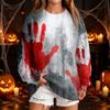 Women's Casual Round Neck Sweatshirt with Halloween Print, Long Sleeve Pullover for Festivals