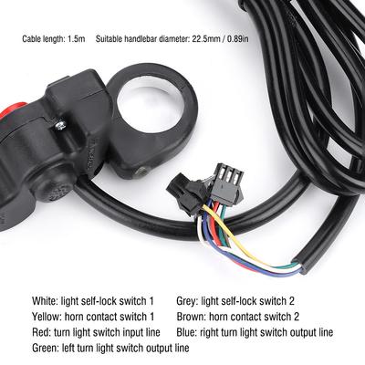 3 In 1 Horn, Hdlight, Turn Signal   Button for Electric  , Mountain Bike, Scooter