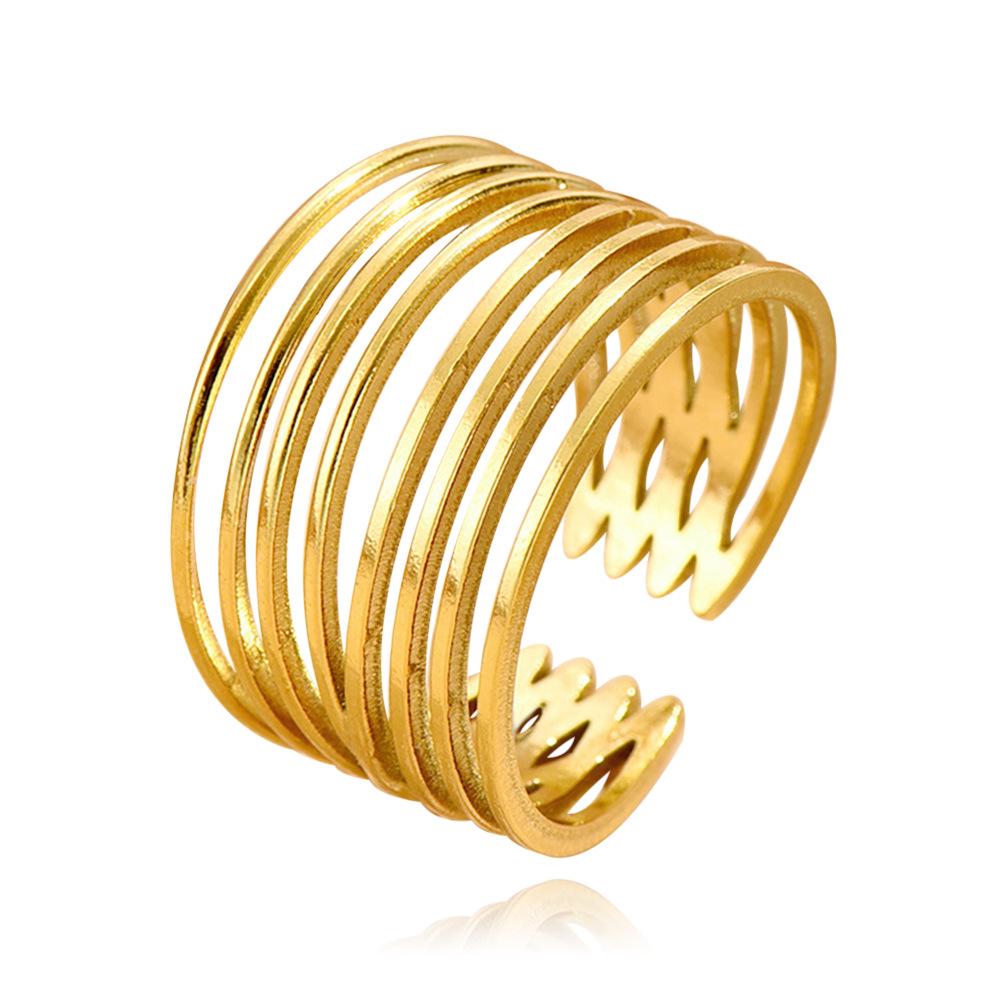 Elegant Minimalist Geometric Open Ring - Adjustable Titanium Steel Jewelry for Women