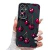 Retro Oil Painting Style Cherry Case For Samsung Galaxy S26 Ultra S25 Edge S24 Plus S23 S22 S21 FE A54 A15 A25 A35 A55 A16 A26 A36 A56 A17 A37 A57 5G