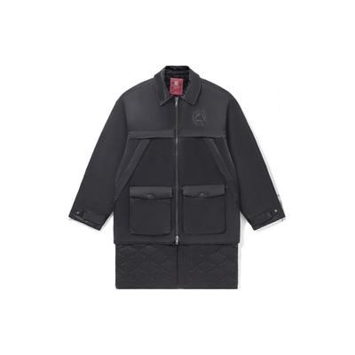 Li Ning Logo Zip Long Sleeve Windbreaker With Multiple Pockets Men Outerwear Black AFMR475-2