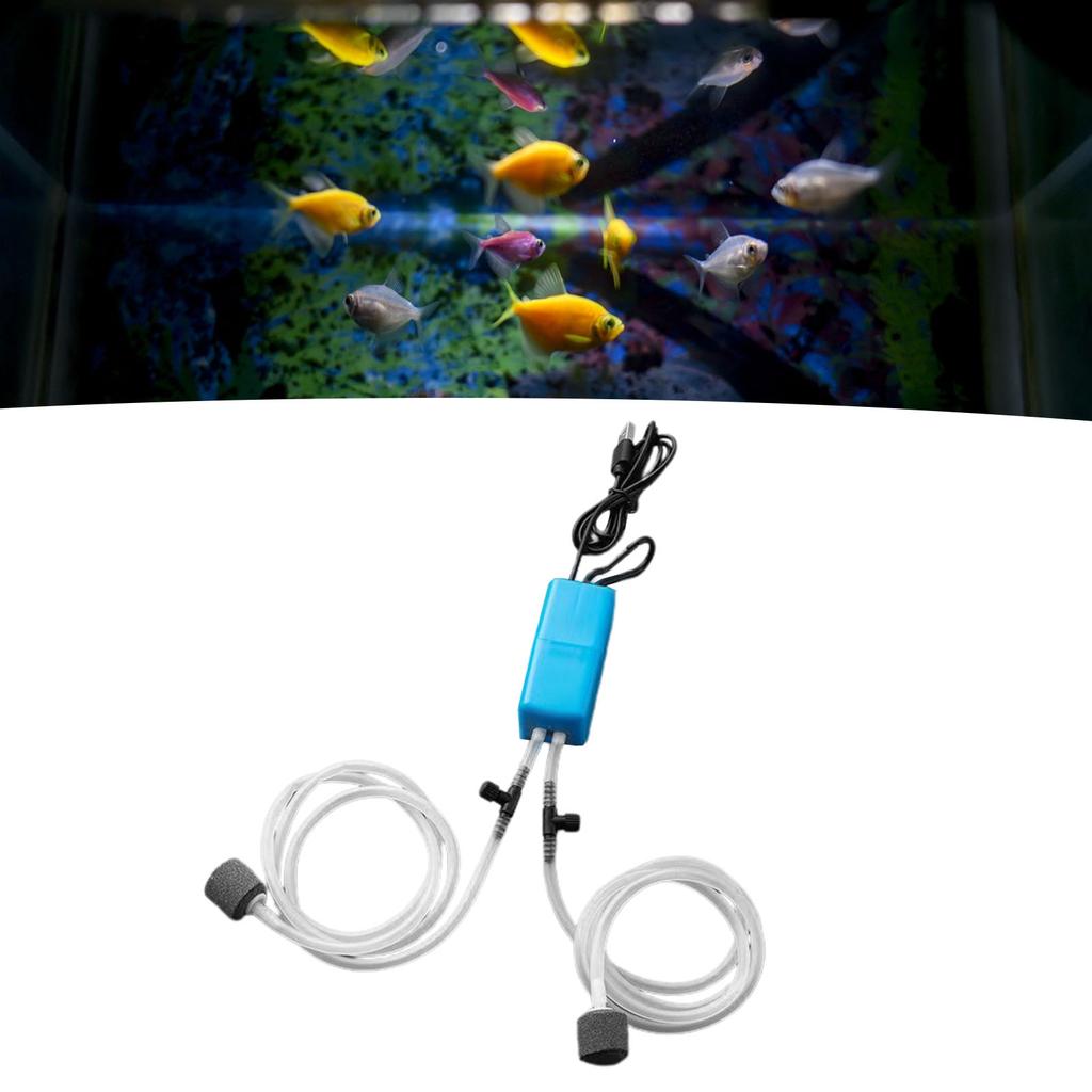 Pompa Ossigeno USB per Pesci Portatile Silenziosa Doppia Uscita Pompa Ossigeno per Pesca Acquario Domestico
