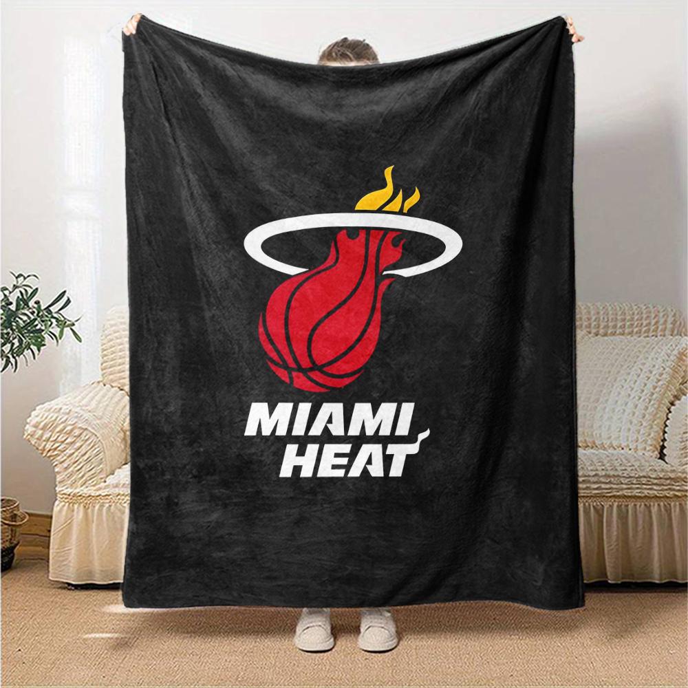 Miami Heat Theme Printed Blanket - Perfect for Couch, Bed, Travel & Outdoor Use | Machine Washable, Cozy & Durable.