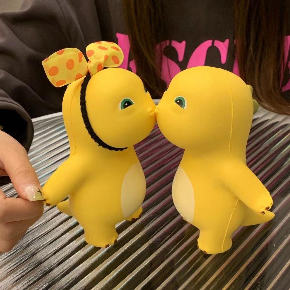 Toys Funny Kiss Milk Dinosaur figure Cute Yellow Nailong Squeeze kawaii Scale Ratio Model Doll Statue anime Collection Ornaments Toy Gift Present