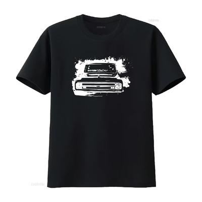 Black 100 Cotton T Shirt with 67 Pickup Print Vintage Washed Comfortable Graphic Streetwear Casual Soft Breathable Slightly