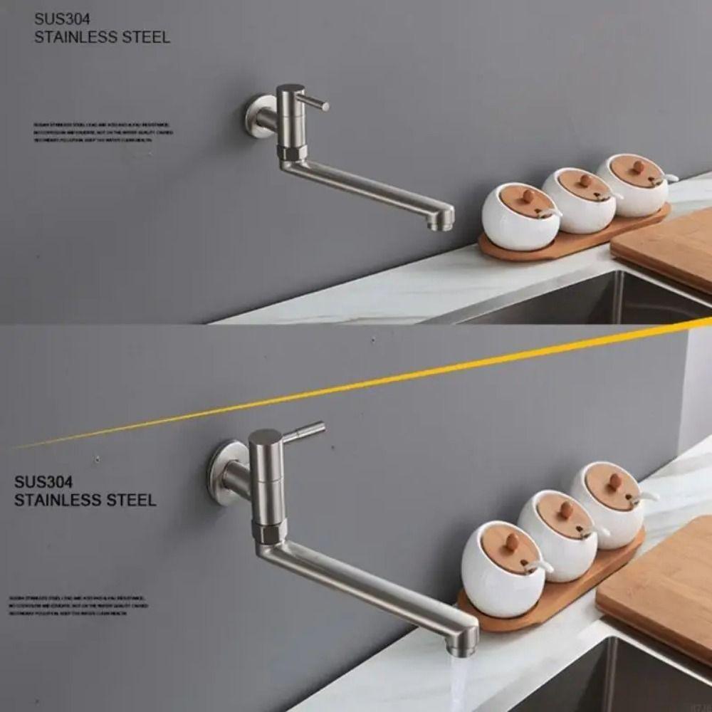 180° Rotation Kitchen Faucet Non-slip Handle Stainless Steel Sink Tap  Bathroom Use