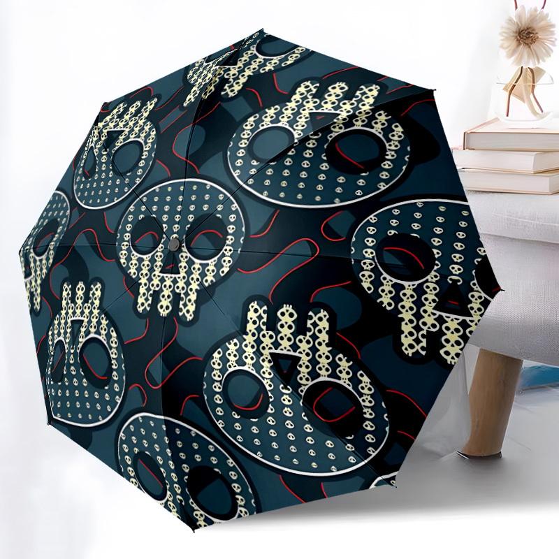 1pc Skulls Pattern Automatic Folding Umbrella - 8-Rib Automatic Open/Close, Large Canopy Birthday Festival Gift yy251217109