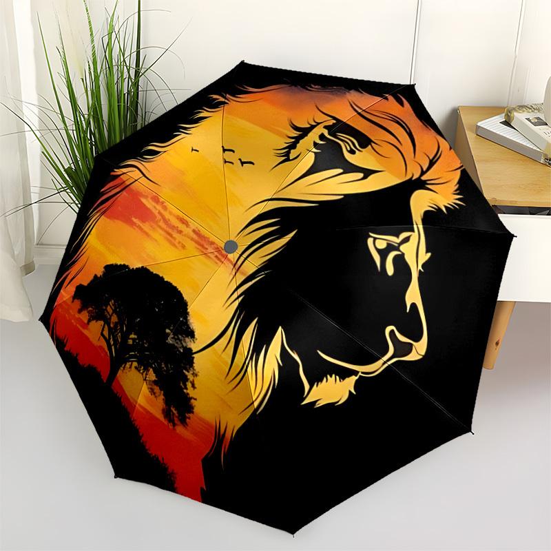 1pc Lion Safari Automatic Folding Umbrella - 8-Rib Compact Travel Umbrella Durable & Portable for Outdoor Use, Perfect Gift for Birthdays128