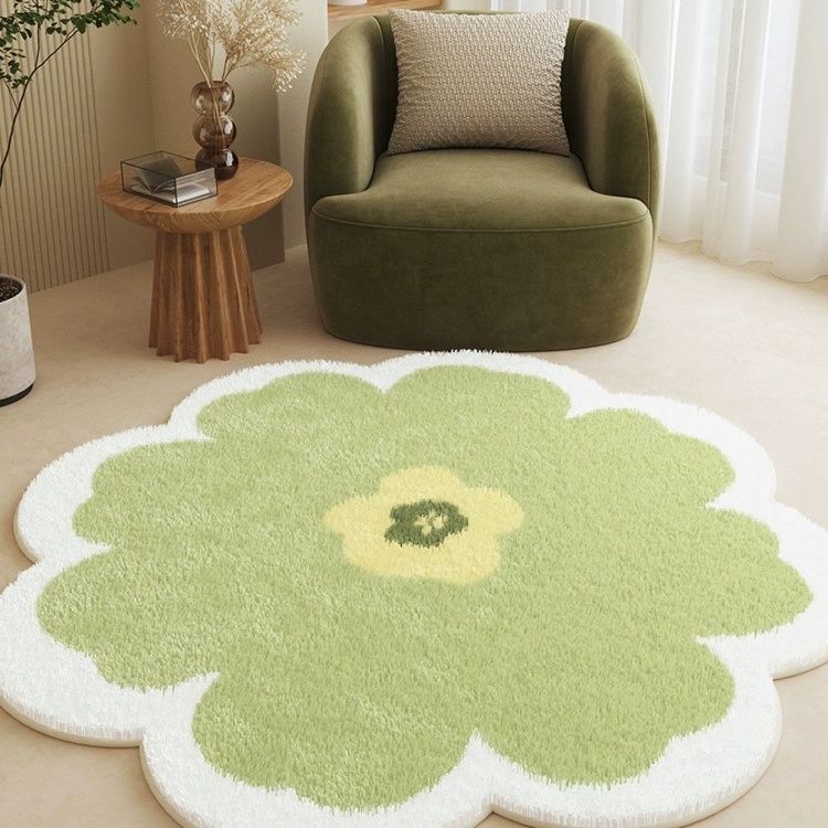 Flower Shaped Living Room Sofa Carpet Girl Bedroom Bedside Anti Slip Foot Mat Computer Desk Swivel Chair Floor Mat