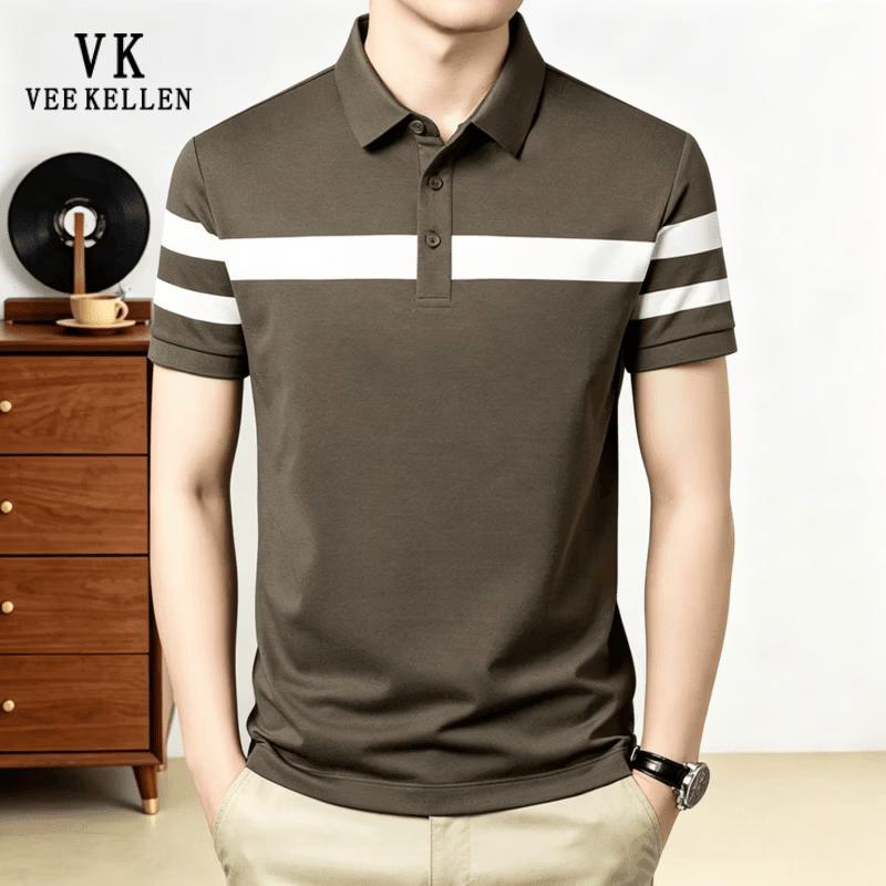 VEE KELLEN Men s Striped Polo T-Shirt M