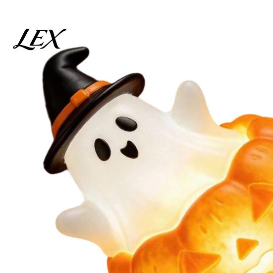 Cute Halloween Bedroom Lamp Light Up Ghost Decoration, Small Statue Night Light, LED for Kids Room Resin Table Decoration Indoor, Kitchen Tiered Tray