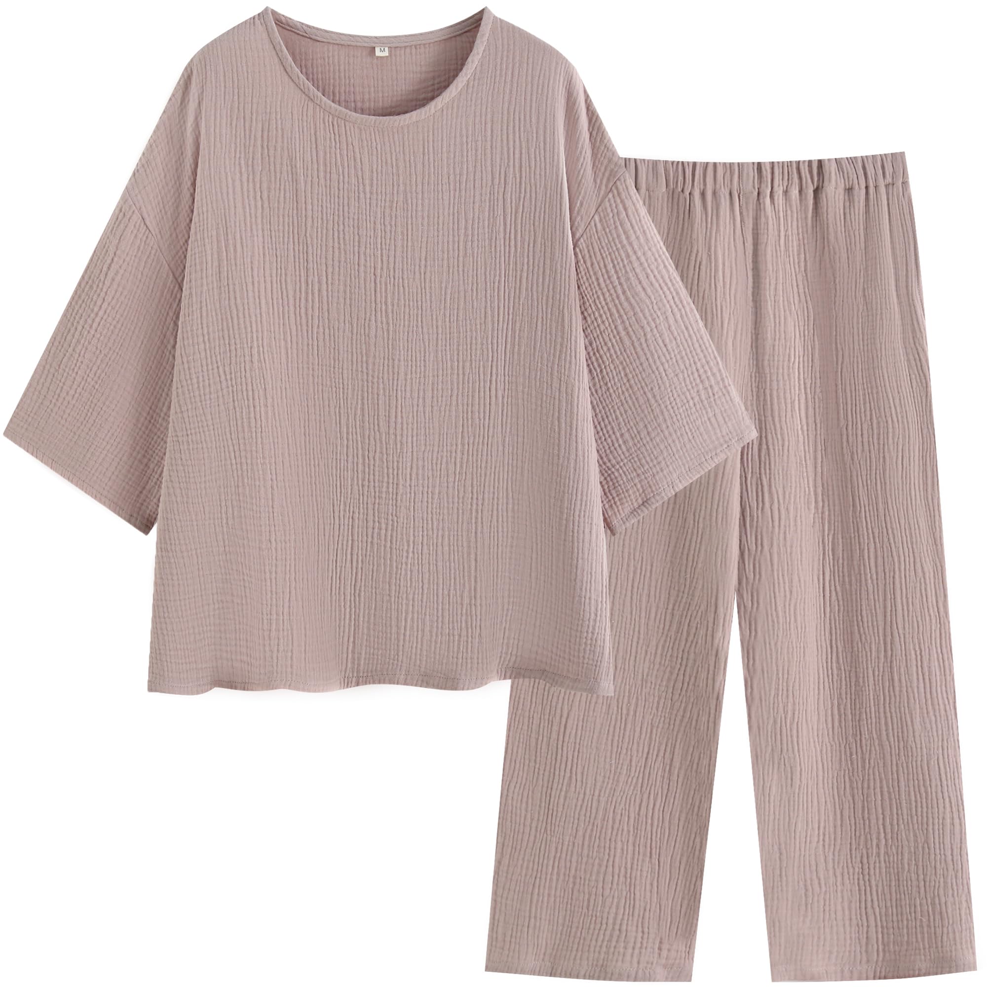 

SISOFTLY Длина, Длина для отдыха, Удобные, Идеальный подарок, Женская пижама, Летняя, 100% хлопок, Брюки 3/4, Комплект, Двухслойный хлопок,