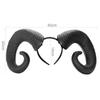 Halloween Realistic Black Demon Horn Headpiece Women Masquerade Cosplay Animal Devil Horn Hairband Carnival Party Costume Props