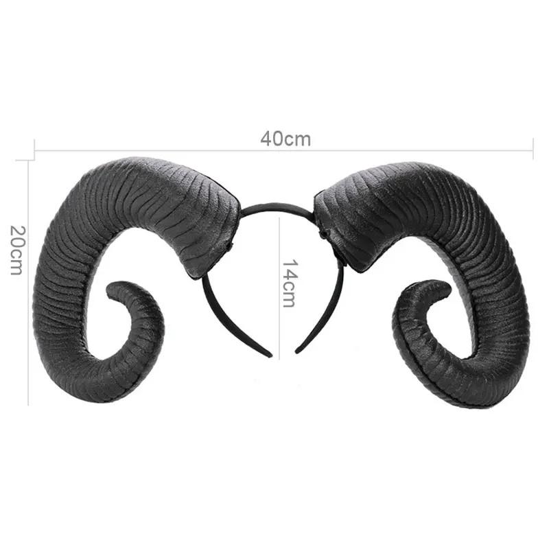Halloween Realistic Black Demon Horn Headpiece Women Masquerade Cosplay Animal Devil Horn Hairband Carnival Party Costume Props
