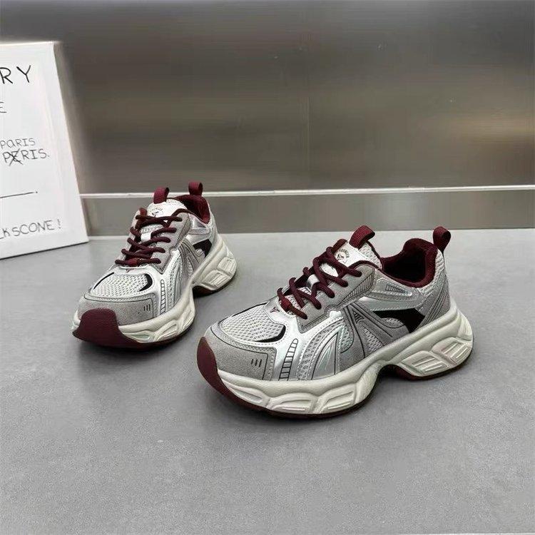 Grape mother studiolee fashionable splicing lace-up thick sole heightening sports style leather dad shoes women's new models