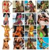 Summer Women Girls Bikini Set Swimwear Pushup Bandage Beachwear Solid Swimsuit