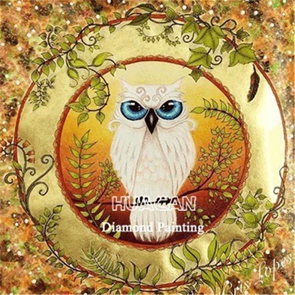 huacan Diamond Painting Owl Full Square Diamond Embroidery Sale Animal Rhinestone Picture
