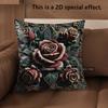 2D Vintage Embroidered Rose Throw Pillow Covers** Pattern Cushion Cover Suitable For Sofa Bedroom Car Pillow Cover