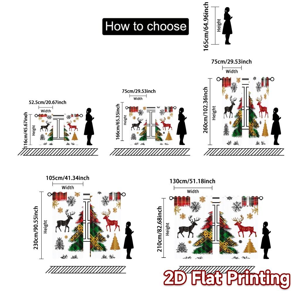 2pcs,Curtains Buffalo Plaid Christmas Trees Popular Creative Curtains Versatile Fabric Curtains Thermal Insulation, and Room