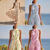 2026 European and American Summer New Elegant Pendulum Holiday Style Neck Print Dress