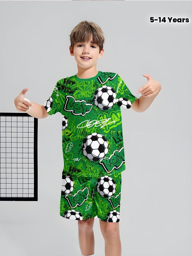 Summer New Casual D Printing Short-sleeved Suit Y Children's Suit Cartoon Letter New