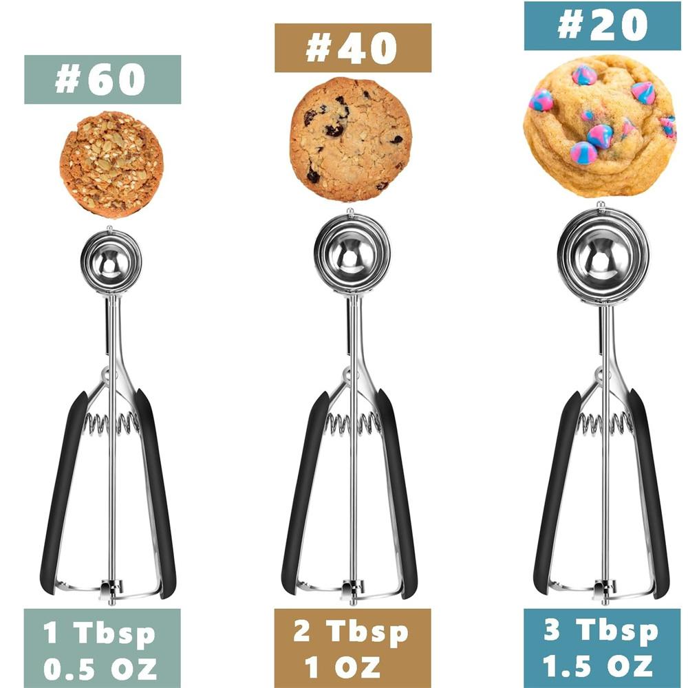 Stainless Steel Ice Cream Scoop For Baking Cookie Scoop, Trigger Release, Cookie Dough Scoop, Anti-Slip Spring-Trip Kitchen Tool