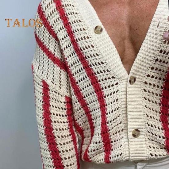 Podzim Jaro Muži Cardigan Košile Pletené Vyhloubený Límec Jednořadý Volné Dlouhé rukávy Barevně ladící Krájení Patchwork Kabát