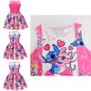 Vestido de Princesa Lilo e Stitch para Meninas com Laço de Borboleta Mistura de Algodão para Usar na Primavera Outono