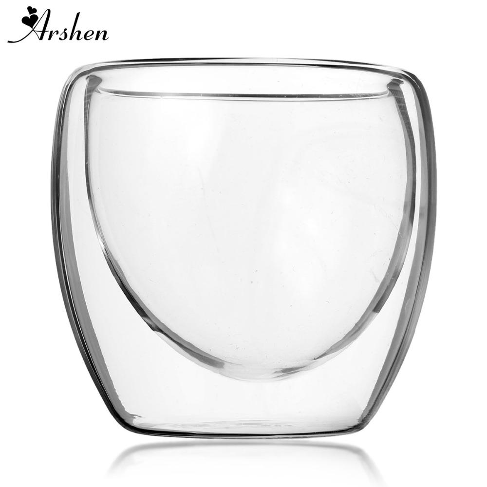 

Arshen 80ml Double Wall Glass Clear Handmade Heat Resistant Mini Tea Drink Cups Healthy Drink Mug Coffee Cups Insulated Glass 80ml чистый