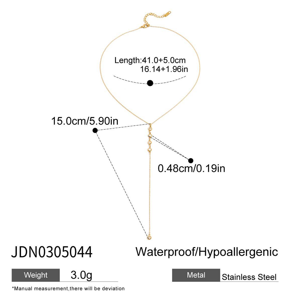 Современная минималистичная подвеска из 18-каратного золота с белым цирконом и Y-образная цепочка.
