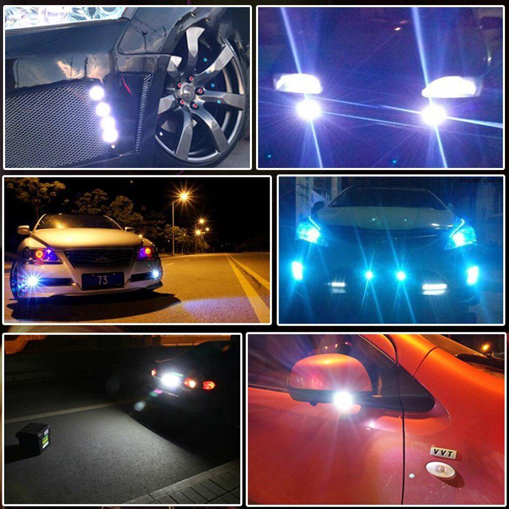 2 stk Ny 18MM bil Eagle Eye Silver Shell DRL Led Kjørelys LED 12V Backup Rygge parkeringssignal Biler Lampe
