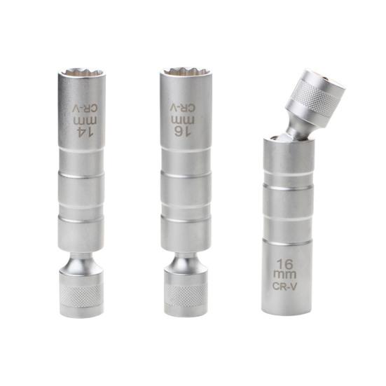 Spark Plug Socket Wrench Ultra-thin Labor-saving Good Hardness 12-Point 14mm/16mm Magnetic Spark Plug Removal Tool Swivel Extension Car