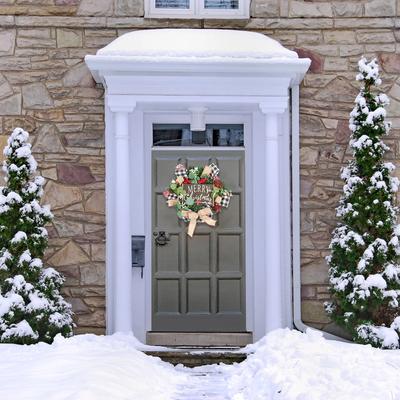 28cm Christmas Decoration Door Wreaths Garlands Seasonal Welcome Sign Front Door Decoration for Outdoor Farmhouse Porch