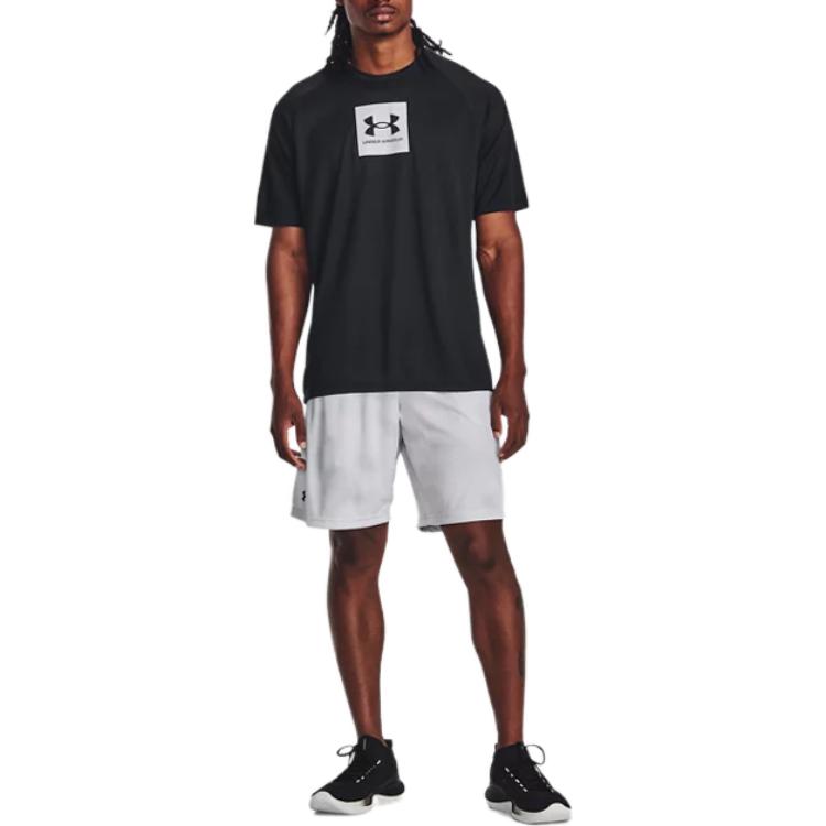 Under Armour Crew Neck Pullover Letter Print Solid Short Sleeve T-Shirt Men Tops Black 1380785-001