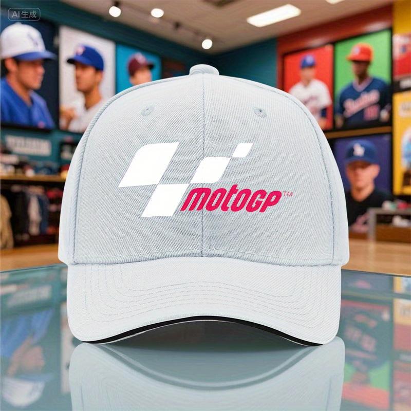1pc 2025 SummerAutumn New Unisex Lightweight Baseball Cap with MotoGP Print Outdoor Breathable Black Visor Hat for Parties